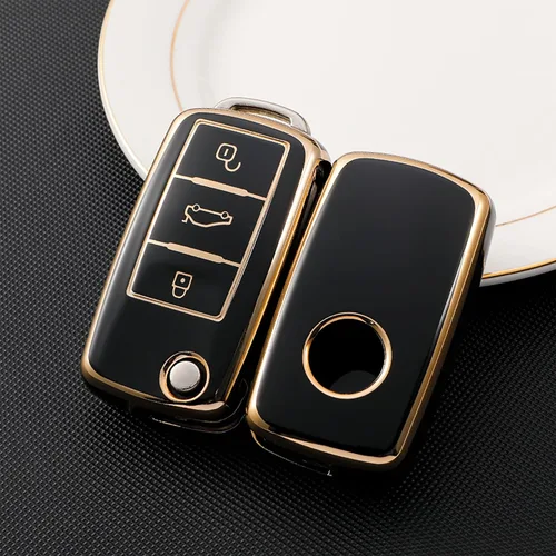 Miniatura 3 de OLLEN Funda de llavero de TPU suave con llavero, compatible con Volkswagen VW Jetta Golf Polo MK6 Passat Tiguan Beetle Polo MK7 Passat Cross Gran