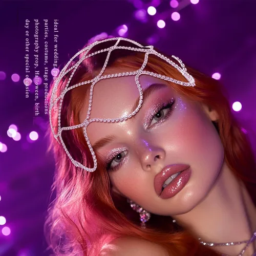 Miniatura 5 de Cadena de cabeza de diamantes de imitación de los años 20, accesorios para el cabello para mujer