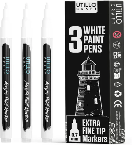 Miniatura 7 de Utillo Craft Bolígrafo de pintura negra (paquete de 3) marcadores de pintura negra mediana para metal, tela, madera, vidrio, papel, plástico, roca