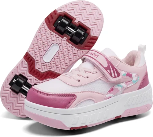 Miniatura 8 de Patines de verano con malla transpirable de 4 ruedas para niños, zapatos con ruedas para niños y niñas, zapatillas deportivas elegantes, duraderas