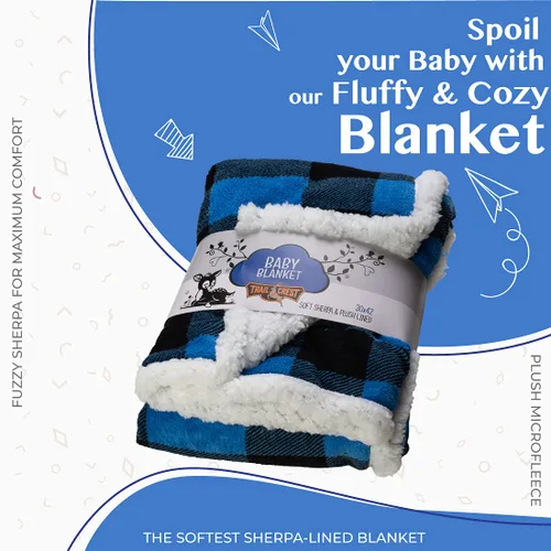 Miniatura 2 de Manta de bebé de forro polar sherpa ultrasuave Manta acogedora de felpa para niños Cuadros reversibles Lavable Tamaño amplio para mayor