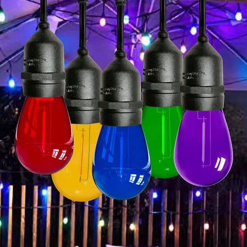 Miniatura 4 de Meconard Paquete de 15 bombillas LED S14 de colores para tira de luces, 1 vatio, de plástico inastillable e impermeable, bombillas de repuesto