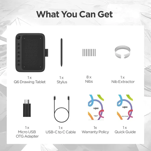 Miniatura 9 de UGEE Q6 - Tableta de dibujo de 6.5 x 4 pulgadas para teléfono Android con 6 teclas de acceso rápido, tableta gráfica, modo de dibujo ajustable