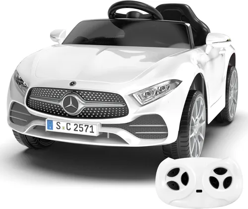 Auto de paseo para niños de 12 V con control remoto de 2.4 G, automóvil eléctrico alimentado por batería, puertas dobles, cinturón de seguridad, luz