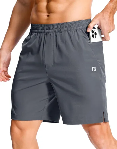Miniatura 14 de GGJ Pantalones cortos deportivos ligeros para hombre con 2 bolsillos con cremallera de 7/5/9 pulgadas, pantalones cortos de tenis de secado rápido