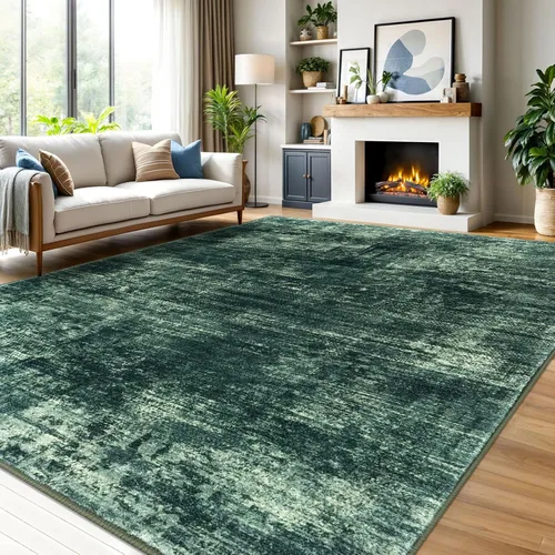 Miniatura 201 de IOHOUZE Alfombra pequeña abstracta de 2 x 3 pies, alfombra de entrada lavable para entrada interior, alfombras con respaldo de goma, alfombra gris