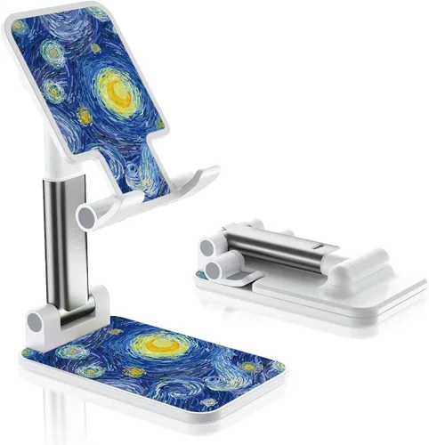 Miniatura 8 de Soporte de teléfono plegable para escritorio - Soporte de teléfono celular de ángulo ajustable - Adecuado para iPhone, Samsung - Flor negra