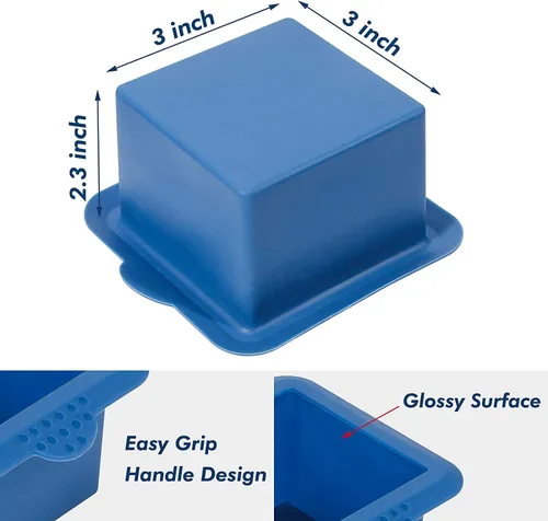 Miniatura 2 de Webake Molde cuadrado de silicona de 3 x 3 pulgadas para hornear porciones individuales para pastelería, cubitos de hielo, gelatina, jabón, velas