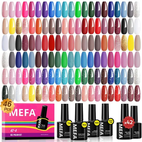 Miniatura 14 de MEFA Juego de 2 piezas de 15 ml de esmalte de uñas de gel, capa superior y base, esmalte de uñas de gel sin necesidad de limpieza, efecto de brillo