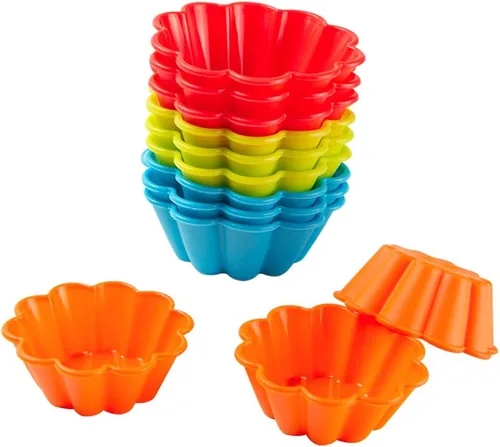Miniatura 4 de Webake Moldes de silicona para hornear cupcakes, moldes para magdalenas de 3 pulgadas, paquete de 12