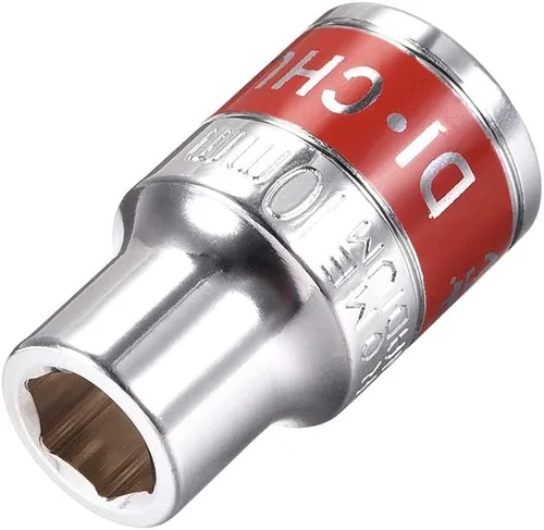 Miniatura 10 de uxcell Unidad de 1/2 pulgada por enchufe poco profundo de 0.315 in con banda roja, Cr-V, 6 puntos, métrico