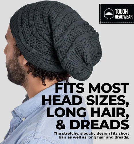 Miniatura 47 de Slouchy Cable tejido Gorro de lana por Tough Headwear – Gorro de lana de gran tamaño Sombreros Gorros Graves Sombreros Para Hombres y Mujeres