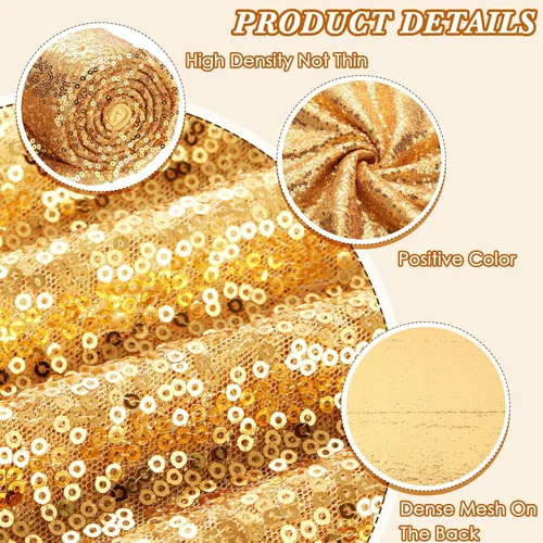 Miniatura 4 de Shimeyao Tela de lentejuelas de 24 pies y 8 yardas, tela con purpurina para coser disfraces y ropa, telón de fondo de boda, mantel de mesa, camino