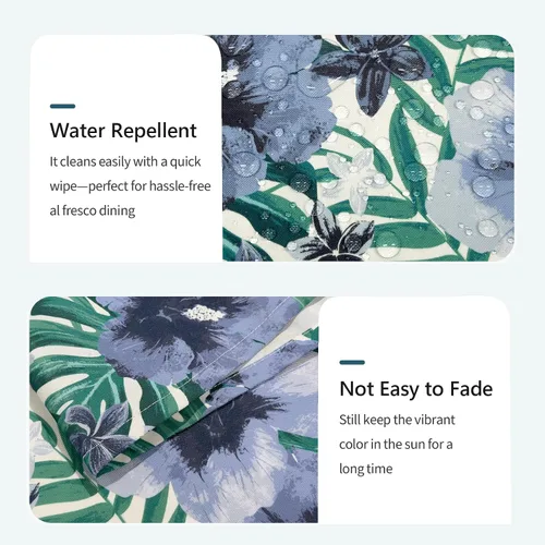 Miniatura 4 de DYTXIII Mantel redondo para exteriores con agujero para sombrilla de 60 pulgadas, repelente al agua y resistente a la decoloración, mantel