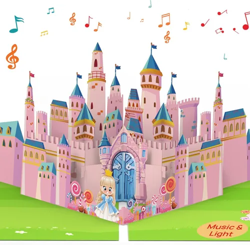 Miniatura 10 de Tarjeta de cumpleaños de gato desplegable 3D con canción de miau, velas sopladas y luces coloridas, bonito regalo sorpresa para niños, niñas, hijo