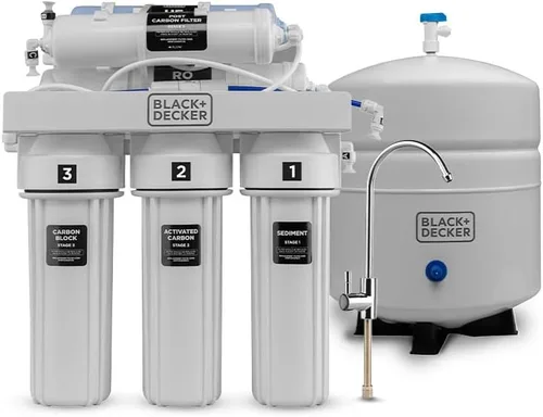 BLACK+DECKER RO 75 Filtro de agua debajo del fregadero, sistema de filtración alcalino de 6 etapas, sistema de filtro de agua RO de remineralización
