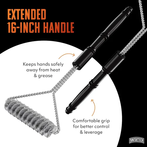 Miniatura 3 de Brushtech doble Helix Bristle última intervensión BBQ cepillo para polvo, 16 pulgadas