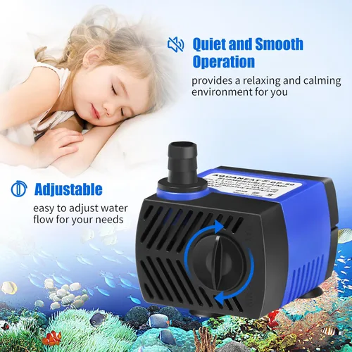 Miniatura 3 de AQUANEAT Pequeña bomba de fuente, bomba de agua sumergible de 80 GPH para acuario, tanque de peces, fuente de agua para exteriores, hidropónicos