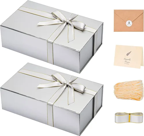 Miniatura 35 de LIFELUM Caja de regalo de 13.5 x 10 x 4 pulgadas, caja de regalo grande con tapas magnéticas, cajas de regalo negras para regalos de graduación