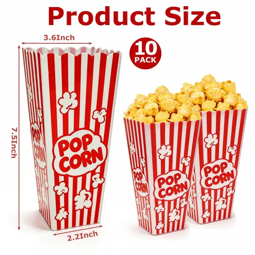 Miniatura 2 de Homrelaxy Paquete de 10 cajas de plástico para palomitas de maíz, 7.5 pulgadas de alto y 3.6 pulgadas cuadradas de gran capacidad, recipientes