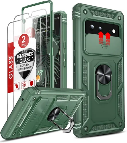Miniatura 12 de LeYi Funda para Google Pixel 6: Funda para teléfono para Pixel 6 con cubierta deslizante para cámara + [2 paquetes] Protector de pantalla de vidrio