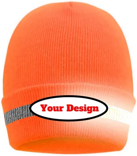 Miniatura 10 de Hi Vis - Gorro de seguridad para personalizar tu logotipo, gorro de punto de invierno con tiras reflectantes unisex