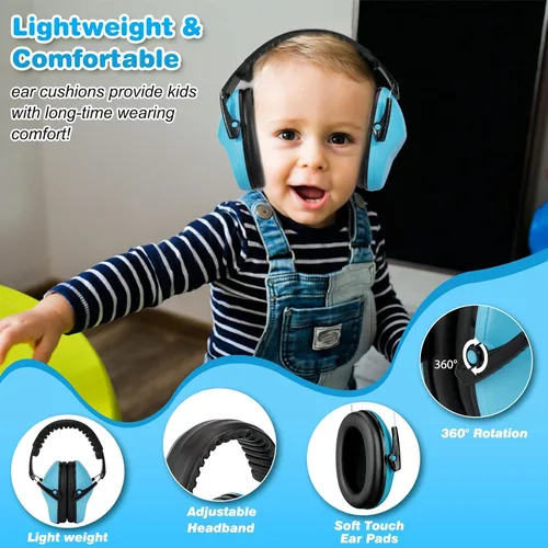 Miniatura 2 de BlueFire Orejeras con cancelación de ruido para niños, paquete de 2 auriculares con bloqueo de sonido sobre la oreja, orejeras plegables de Azul 1