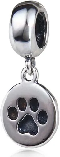 Miniatura 2 de LAMOONY Dijes de pata de perro de cachorro de plata de ley 925 con colgante de pata de animal para pulseras de bricolaje, Plata esterlina, plata