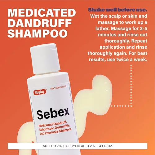 Miniatura 2 de Rugby Sebex - Champú medicado para la caspa para mujeres y hombres, 2% de azufre y 2% de ácido salicílico, champú anticaspa, ayuda con los síntomas