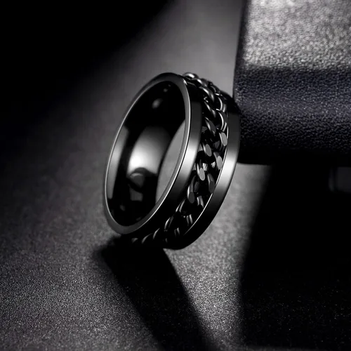 Miniatura 95 de Anillos giratorios para la ansiedad para hombre, anillos clásicos de cadena para mujeres y adultos, anillo de acero de titanio