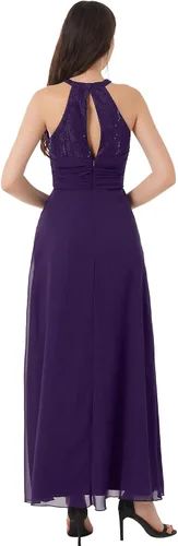Miniatura 4 de CHICTRY Vestido largo de gasa para dama de honor con encaje floral para fiesta de noche