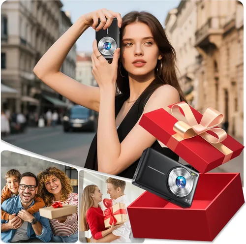 Miniatura 8 de Cámara digital 4K, cámara de videoblogs de 64 megapíxeles con enfoque automático y lente dual, zoom digital 16X, cámara compacta de YouTube