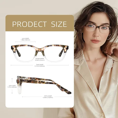 Miniatura 5 de Square Reading Glasses for Women - Blue Light Blocking Readers - Amber Mist