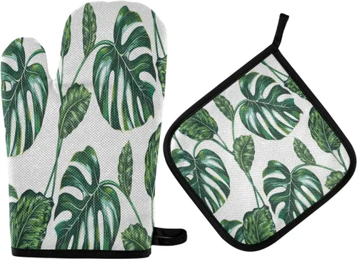 Miniatura 14 de ZZXXB Spring Bird - Guantes de cocina dobles con diseño floral de mariposa, resistentes al calor, antideslizantes, extra largos de 7 x 35 pulgadas