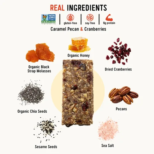 Miniatura 5 de Taos Bakes - Nuez de caramelo + arándanos - Barras de desayuno - 0.17 oz de fibra y sin gluten - Snacks saludables para adultos - Lleno de nueces