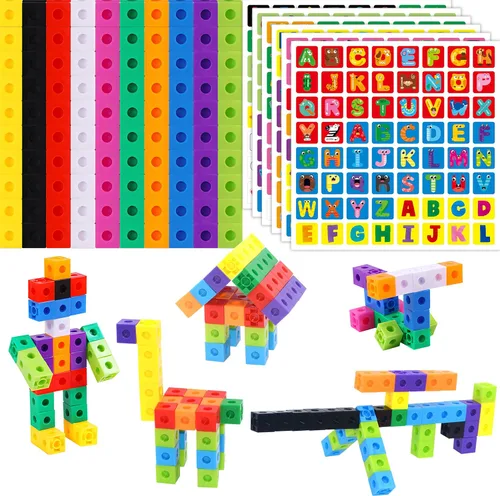Miniatura 11 de SpriteGru - Juego de 100 cubos de enlace matemático, cubos matemáticos manipulativos que se conectan y cuentan, bloques de construcción