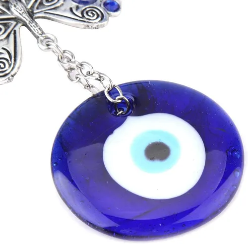 Miniatura 7 de Adorno colgante de ojo turco de la suerte, ojo turco con mariposa, amuleto turco contra el mal de ojo, llavero colgante para auto y hogar