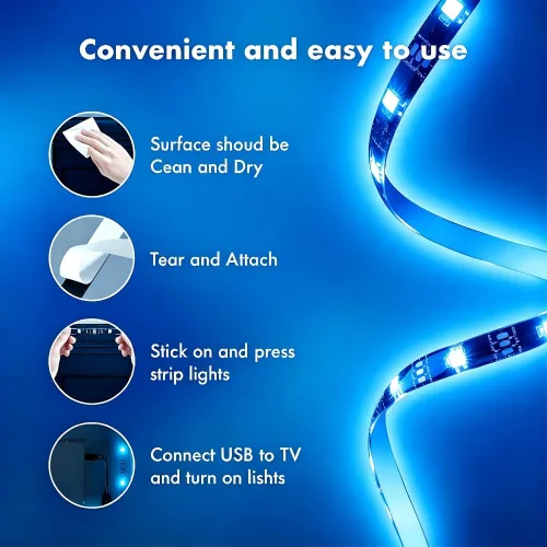Miniatura 8 de Luces LED para TV, retroiluminación RGB de TV de 9.8 pies para televisores de 32 a 43 pulgadas, retroiluminación LED de TV con sincronización