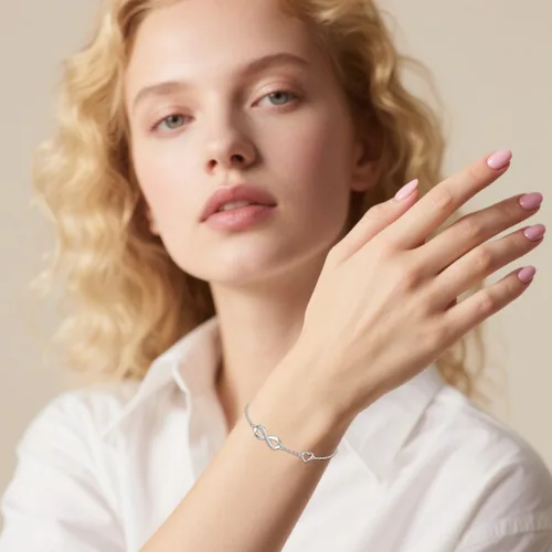 Miniatura 2 de Pulsera de corazón infinito de diamantes para mujer, plata de ley 925, pulsera de eslabones infinitos para el día de la madre, Navidad, regalos