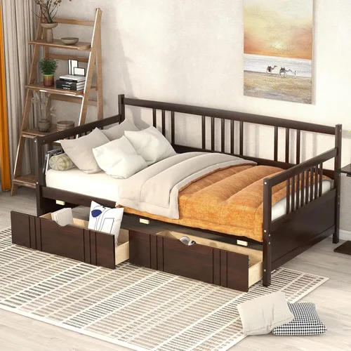 Miniatura 21 de Merax Sofá cama con cama nido, soporte de listones de madera, sofá cama moderno para sala de estar con rieles, tamaño completo, gris