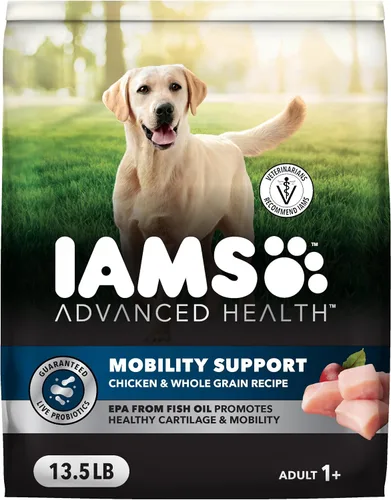 IAMS Advanced Health Mobility Support, alimento seco para perros, pollo y grano entero, receta seca de alimentos para perros adultos, bolsa de 13.5