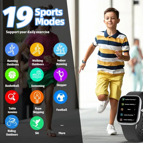 Miniatura 3 de Reloj inteligente para niños, rastreador de fitness, no necesita teléfono/aplicación, 19 modos deportivos, pantalla DIY de 1.5", impermeable IP68