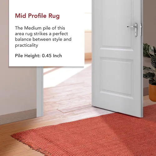 Miniatura 9 de Nuloom Daniela Brick, 6 x 9 pies, hecha a mano, yute, borla, suave y texturizada, alto tráfico, resistente a las manchas, fácil de limpiar, alfombra
