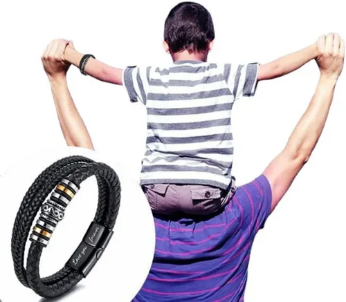 Miniatura 5 de Braided Leather Bracelet"I Love You" for Men Double Row Magnetic Closure Bracelets,Birthday Gifts,Christmas Gift,Mens Leather Rope Bracelet Holiday