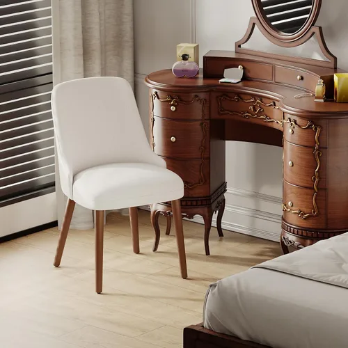 Miniatura 8 de MALOL Juego de 4 sillas de comedor tapizadas con patas de madera, sillas de cocina acolchadas con respaldo alto para comedor, restaurante y Beige-New