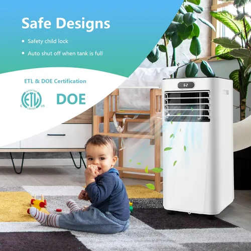 Miniatura 6 de PETSITE Aire acondicionado portátil, unidad de refrigeración de CA 3 en 1 deshumidificadora, función de ventilador y enfriador de aire, control