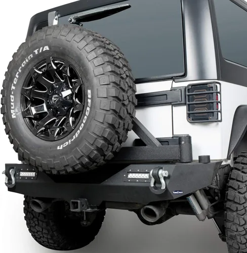 Miniatura 5 de u-Box Parachoques delanteros y traseros para Jeep Wrangler, compatible con Jeep JK Wrangler 07-18 con placa de cabrestante, portador de neumáticos