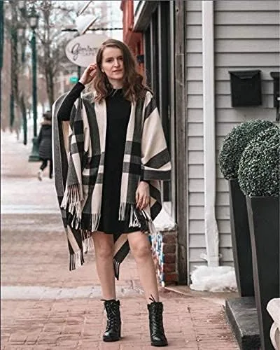 Miniatura 2 de Moss Rose Chal de viaje para mujer poncho frontal abierto capa para otoño e invierno