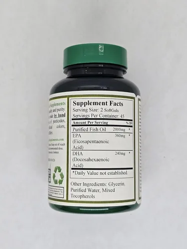 Miniatura 2 de Aceite de pescado Omega 3 purificado de triple fuerza fabricado con pescado silvestre como las sardinas, 90 cápsulas blandas, 1000 mg, DHA 350 mg
