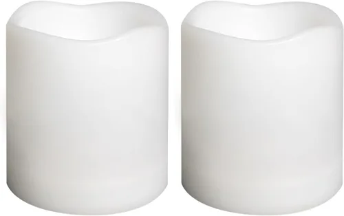 Miniatura 16 de 4 velas LED escalonadas sin flama, de pilas, impermeables, para exteriores, con temporizador, luz nocturna parpadeante de resina plástica